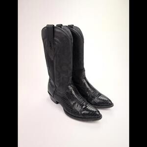 LOS ALTOS Men Sz US 9.5D GENUINE KING COBRA Black Snakeskin Leather Boots EXOTIC